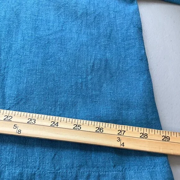 Bryn Walker Womens XL Linen Jacket Blue Teal Turquoise Made In USA Lagenlook - Picture 10 of 12